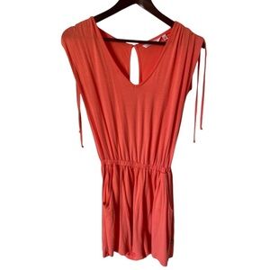 La Vie En Rose women's sleeveless romper with pockets size XS salmon orange
